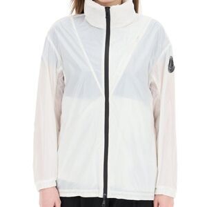 Moncler Womens White Shiny Nylon Basic Melucta Windbreaker Jacket Size 2…